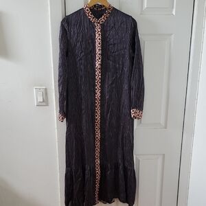 Weekend Long Black Striped Maxi Dress with Patterned Trim